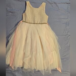 Elegant Cream and Pink Tulle Dress